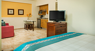 Image of a living are in a Deluxe Studio.