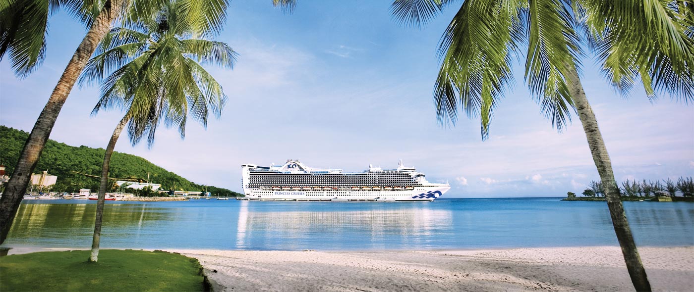 Ship in port at an island