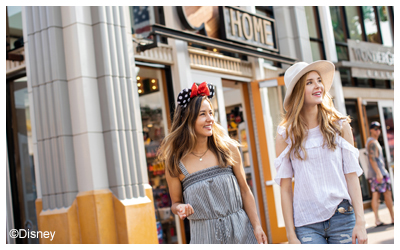 Image of two friends window shopping at the shopping distict.